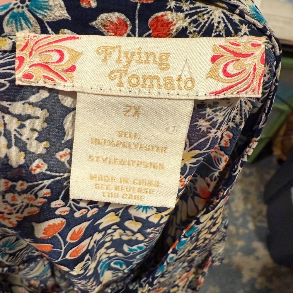 Flying Tomato Floral Print Women's Top / Blouse Size 2X - Picture 4 of 4